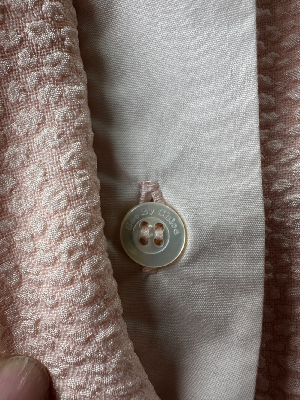 See by chloe Textured Peach Button-Up Blouse sz 40 - Picture 4 of 12